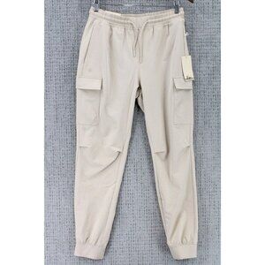 Escape Brand Cargo Jogger Pants Mens Small S Beige Solid Drawstring Outdoor NWT